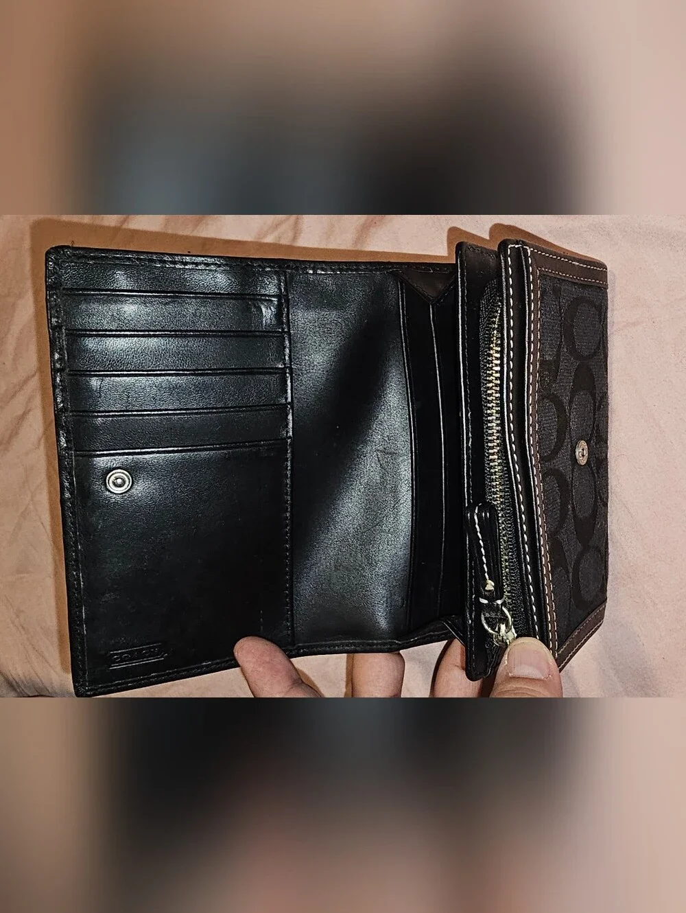 Authentic Coach Black Signature Canvas Leather Wallet Vintage Y2K
